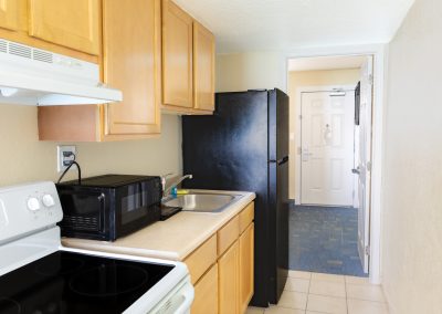 A picture of the kitchen in the 2 room 2 queen